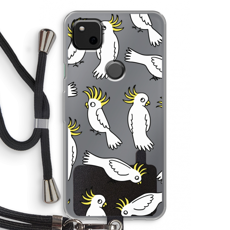 Papegaai: Pixel 4a Transparant Hoesje met koord