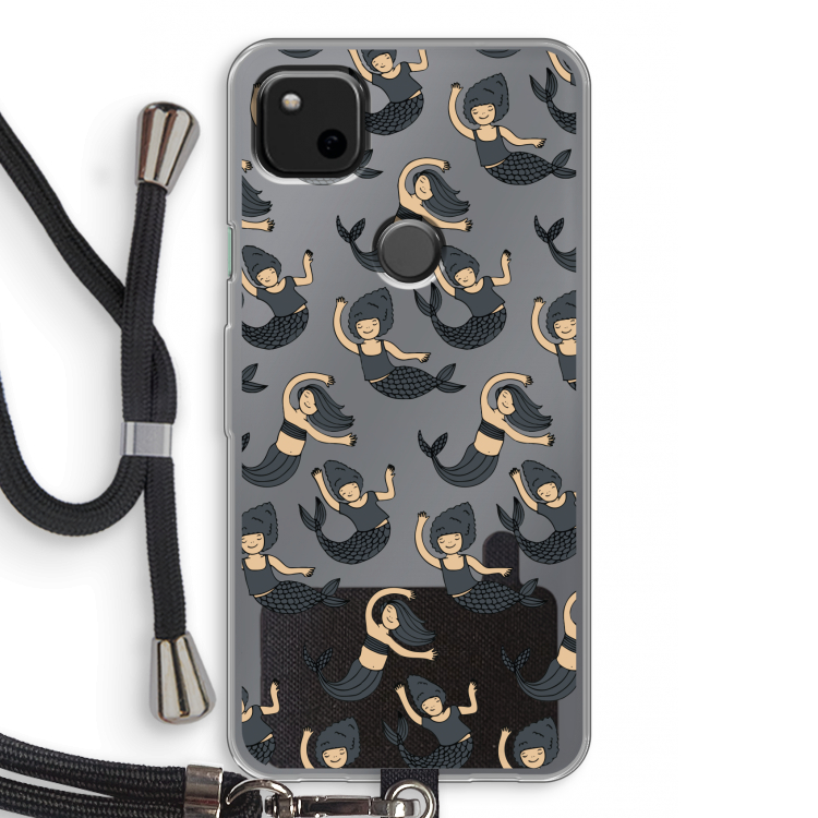 Zeemeermin: Pixel 4a Transparant Hoesje met koord