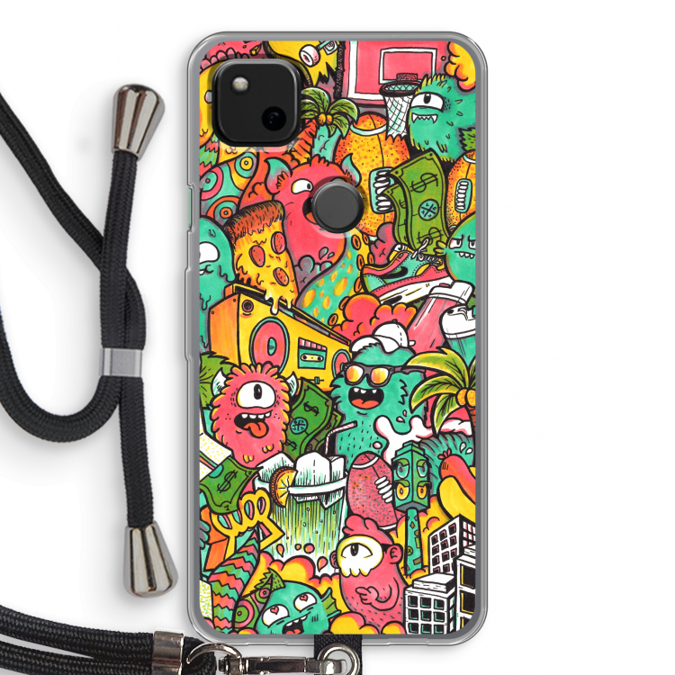 Vexx City: Pixel 4a Transparant Hoesje met koord