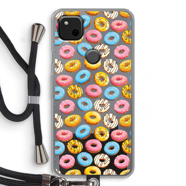 Pink donuts: Pixel 4a Transparant Hoesje met koord