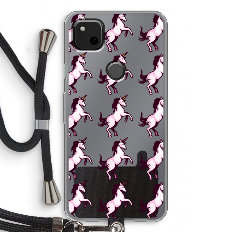 Musketon Unicorn: Pixel 4a Transparant Hoesje met koord