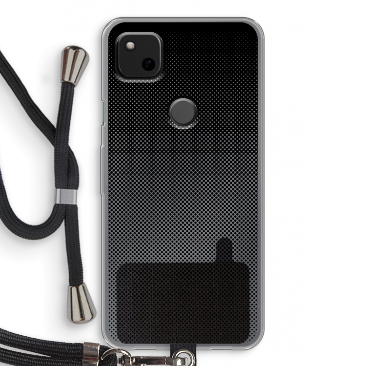 Musketon Halftone: Pixel 4a Transparant Hoesje met koord