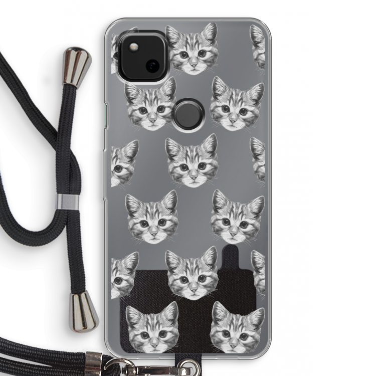 Kitten: Pixel 4a Transparant Hoesje met koord