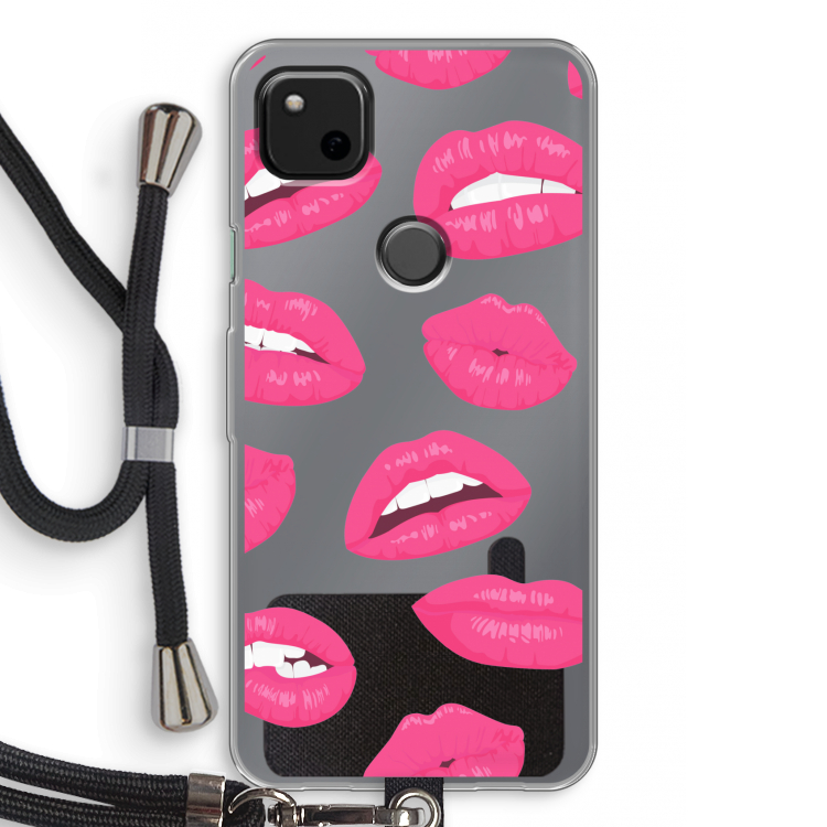 Bite my lip: Pixel 4a Transparant Hoesje met koord