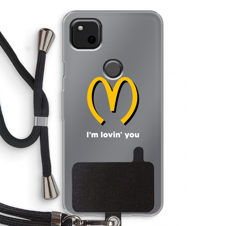 I'm lovin' you: Pixel 4a Transparant Hoesje met koord