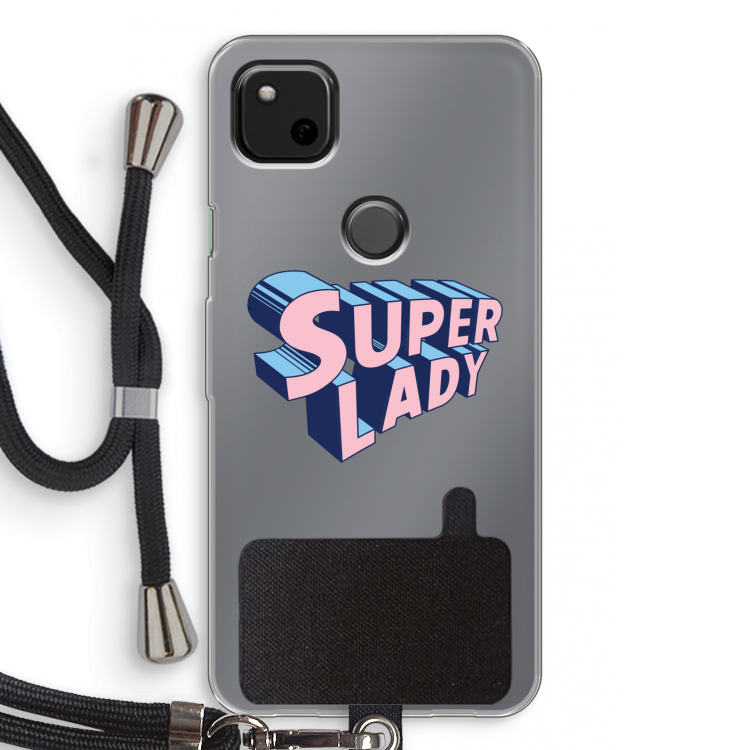 Superlady: Pixel 4a Transparant Hoesje met koord
