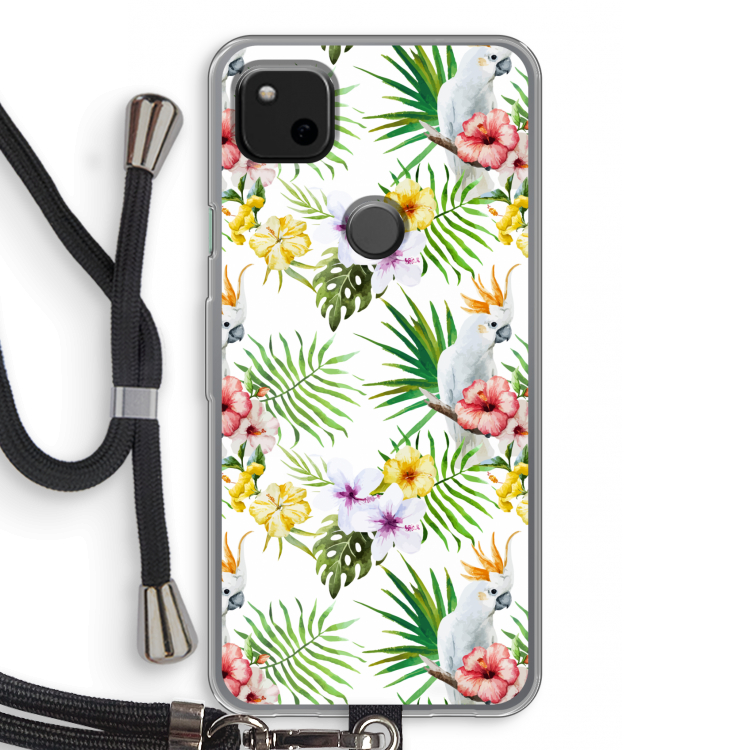 Gele kuif: Pixel 4a Transparant Hoesje met koord