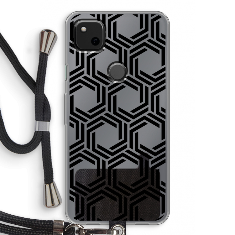 Geometrisch patroon: Pixel 4a Transparant Hoesje met koord