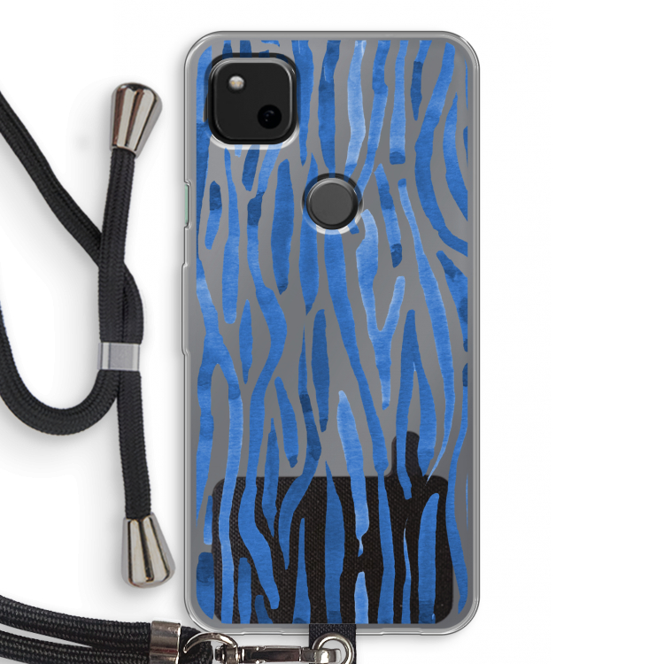 Blauwe nerven: Pixel 4a Transparant Hoesje met koord