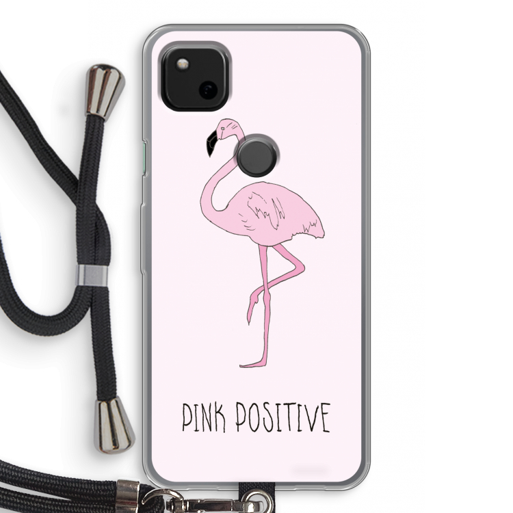 Pink positive: Pixel 4a Transparant Hoesje met koord