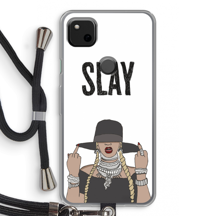 Slay All Day: Pixel 4a Transparant Hoesje met koord
