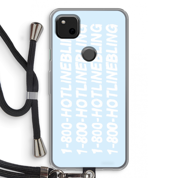 Hotline bling blue: Pixel 4a Transparant Hoesje met koord