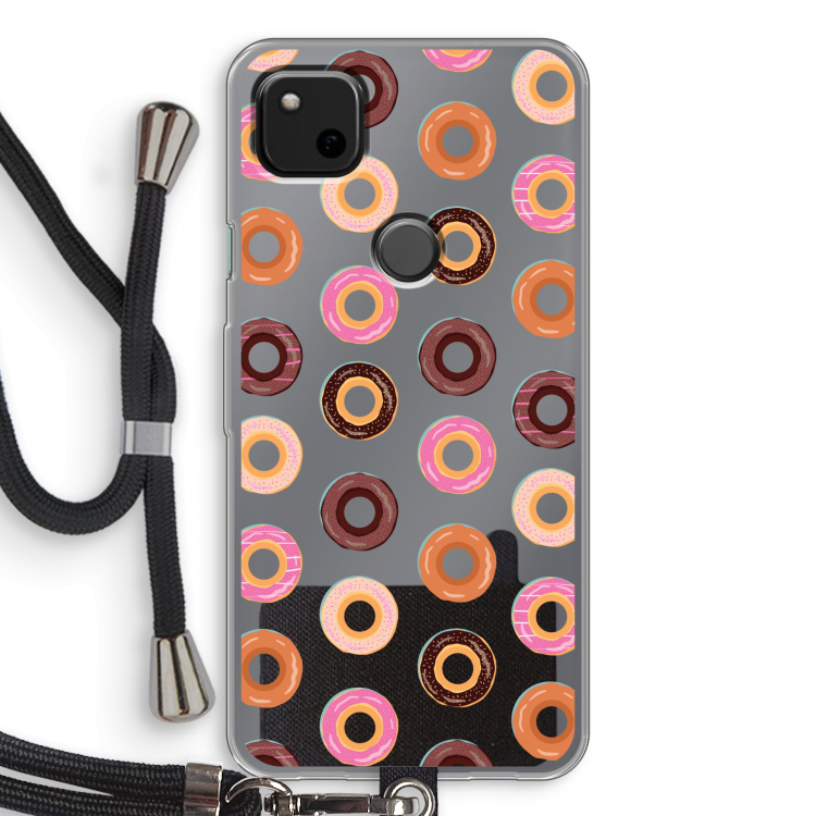 Donuts: Pixel 4a Transparant Hoesje met koord