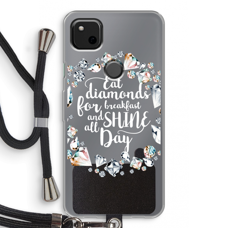 Diamonds: Pixel 4a Transparant Hoesje met koord