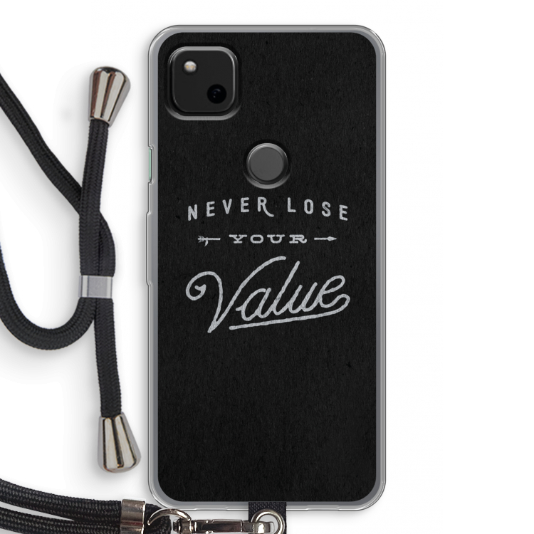 Never lose your value: Pixel 4a Transparant Hoesje met koord