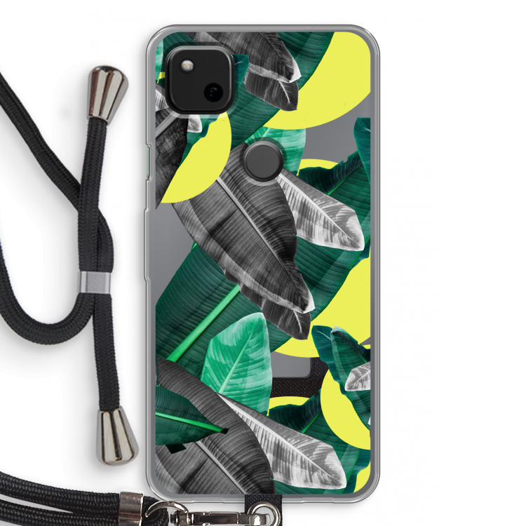 Fantasie jungle: Pixel 4a Transparant Hoesje met koord