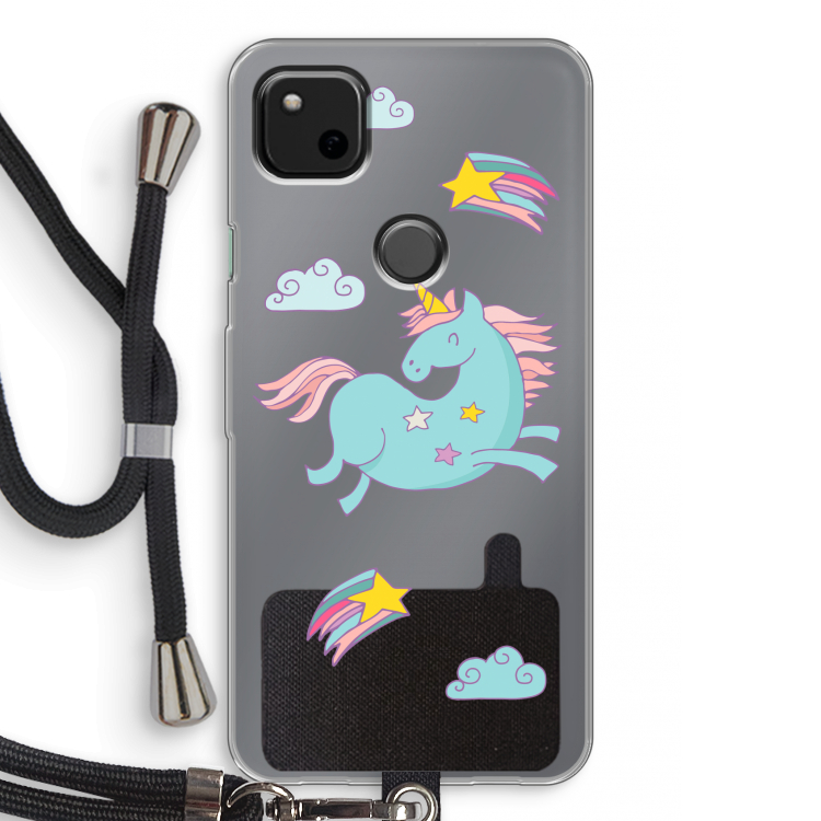 Vliegende eenhoorn: Pixel 4a Transparant Hoesje met koord