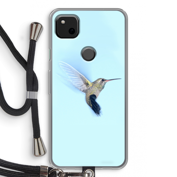 Kolibri: Pixel 4a Transparant Hoesje met koord