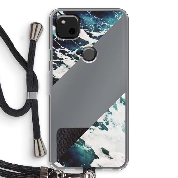 Golven: Pixel 4a Transparant Hoesje met koord