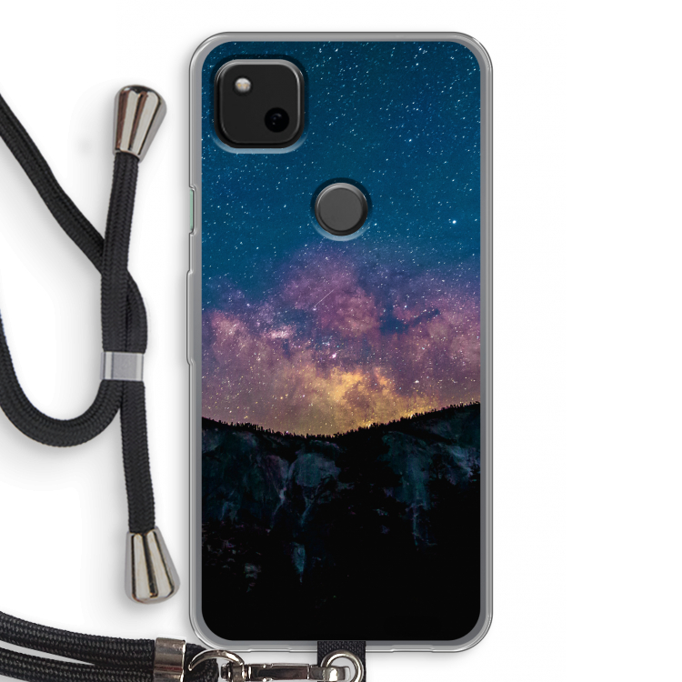 Travel to space: Pixel 4a Transparant Hoesje met koord