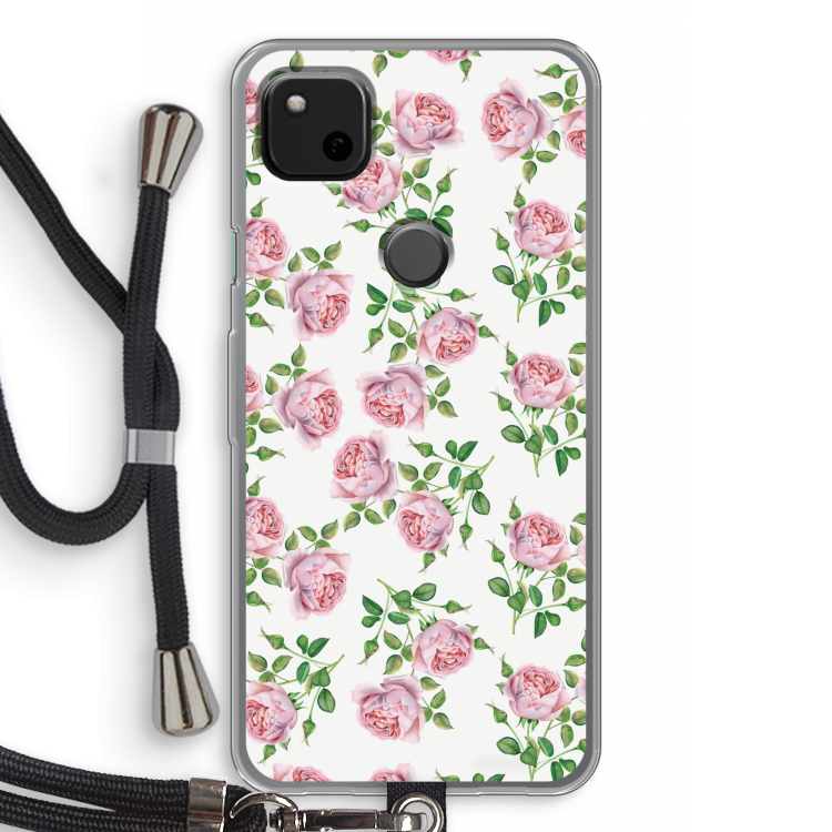 Kleine roosjes: Pixel 4a Transparant Hoesje met koord
