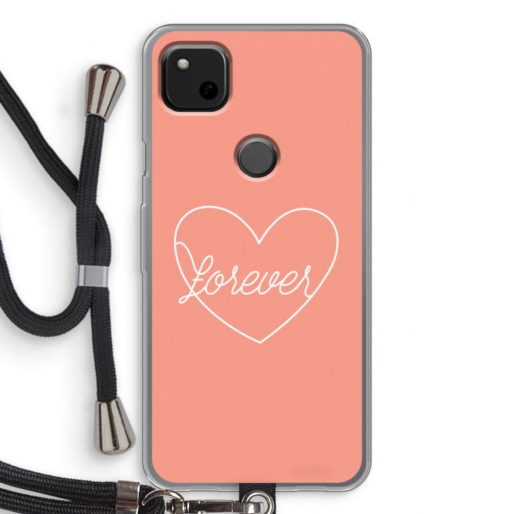 Forever heart: Pixel 4a Transparant Hoesje met koord