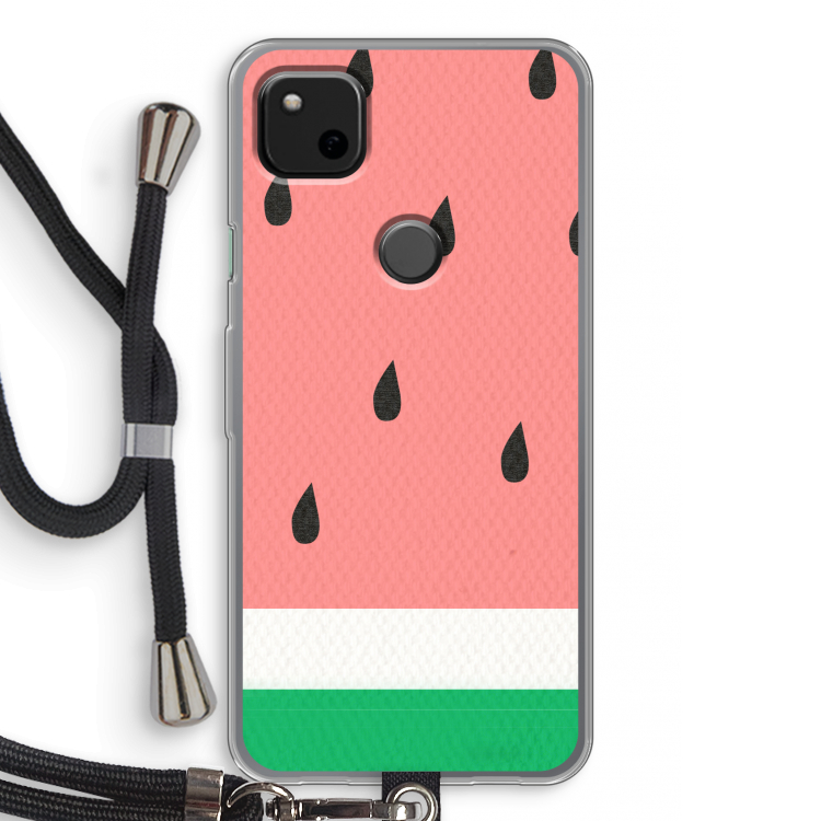 Watermeloen: Pixel 4a Transparant Hoesje met koord