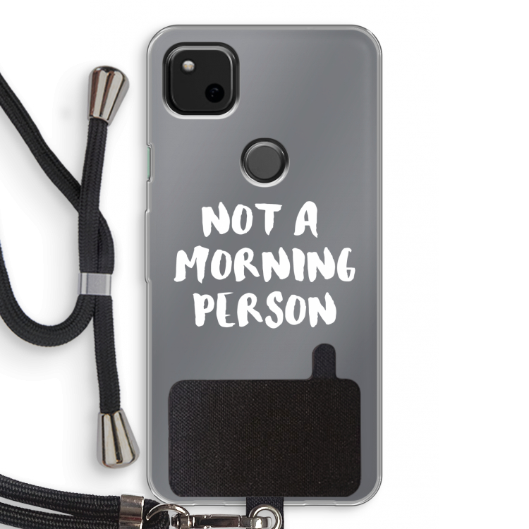 Morning person: Pixel 4a Transparant Hoesje met koord