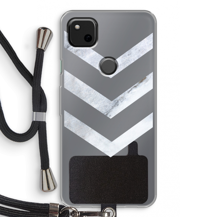 Marmeren pijlen: Pixel 4a Transparant Hoesje met koord