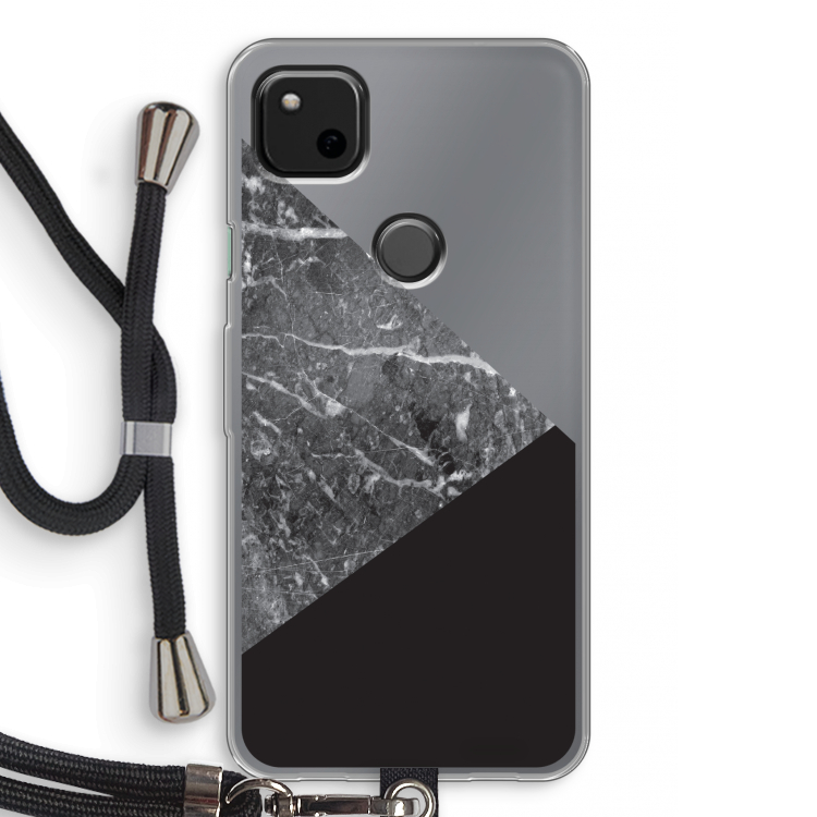 Combinatie marmer: Pixel 4a Transparant Hoesje met koord