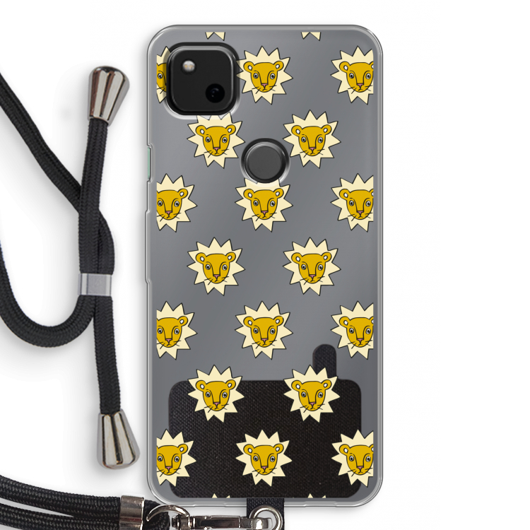 Leeuwenkoppen: Pixel 4a Transparant Hoesje met koord