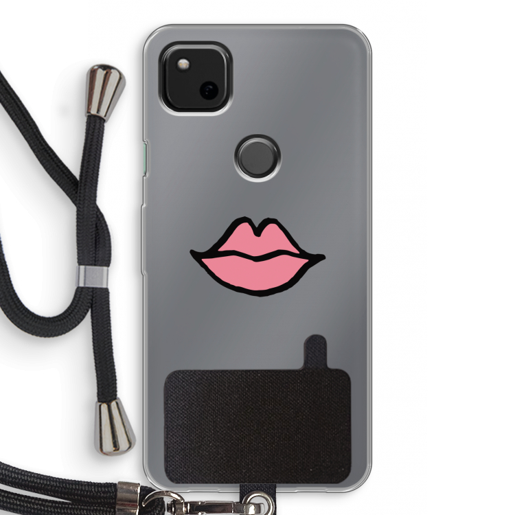 Kusje: Pixel 4a Transparant Hoesje met koord