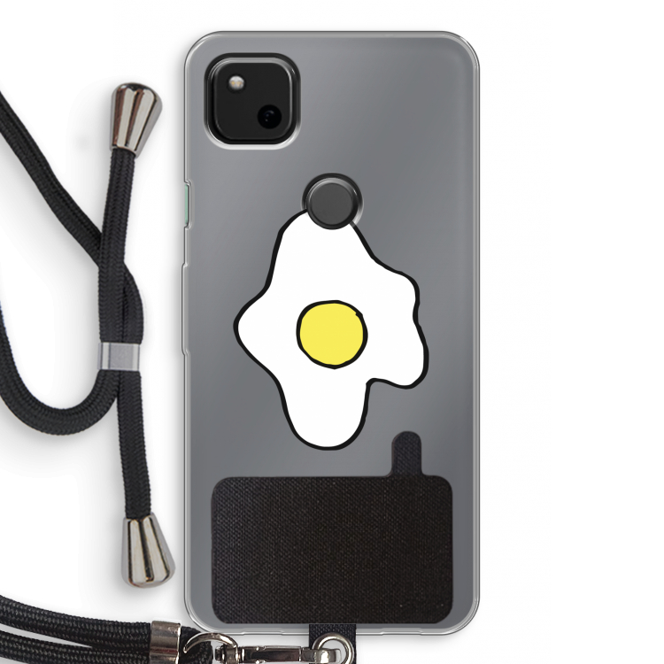 Spiegelei: Pixel 4a Transparant Hoesje met koord