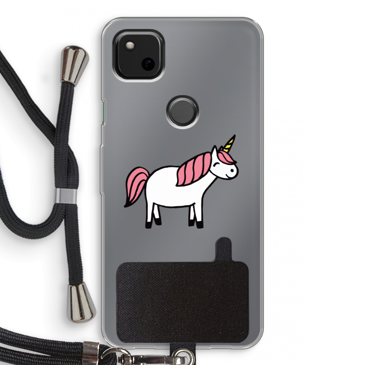 Eenhoorn: Pixel 4a Transparant Hoesje met koord