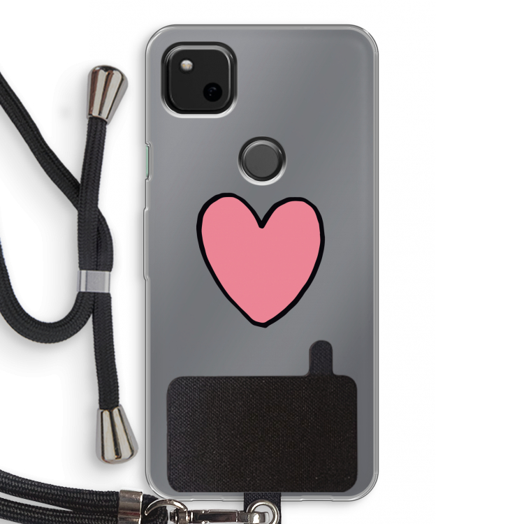 Hartje: Pixel 4a Transparant Hoesje met koord