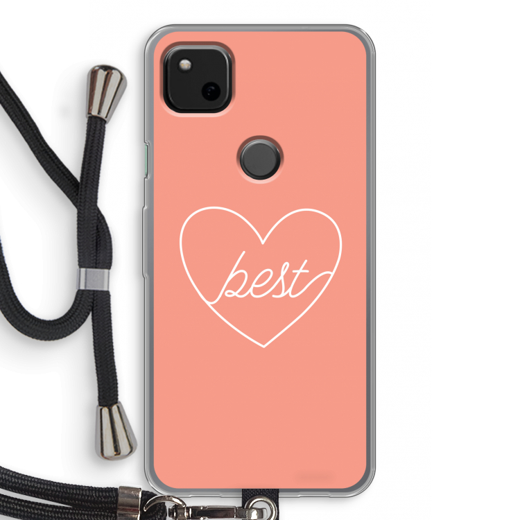 Best heart: Pixel 4a Transparant Hoesje met koord