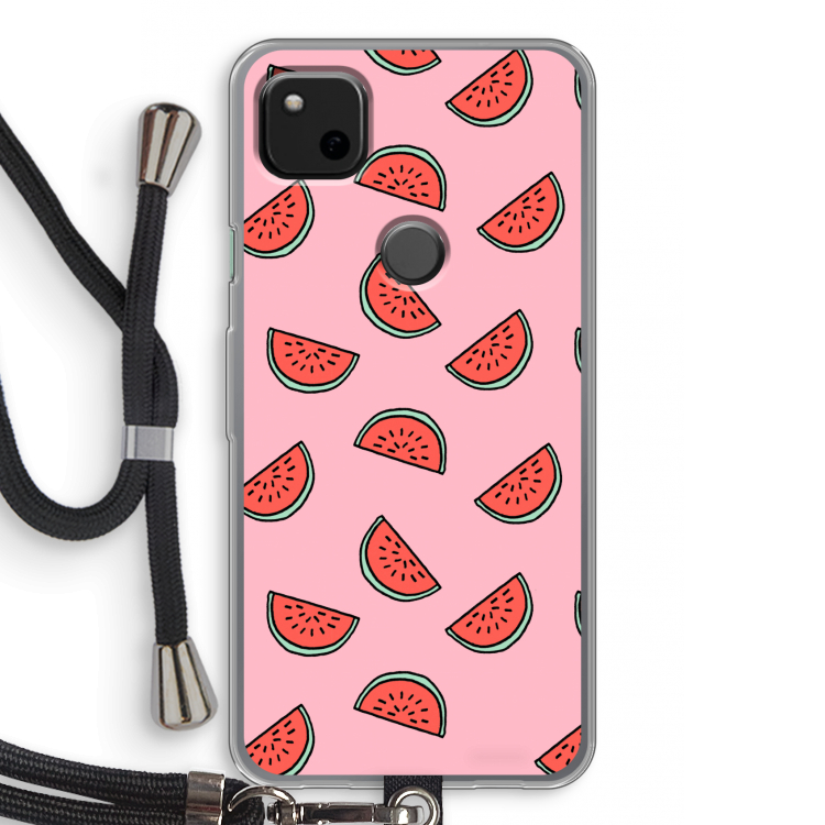Watermeloen: Pixel 4a Transparant Hoesje met koord