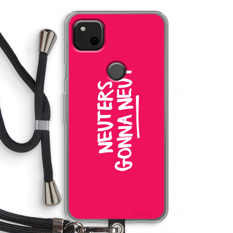 Neuters (roze): Pixel 4a Transparant Hoesje met koord
