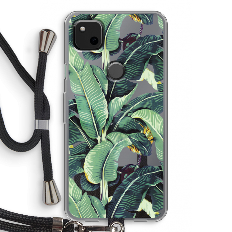 Bananenbladeren: Pixel 4a Transparant Hoesje met koord