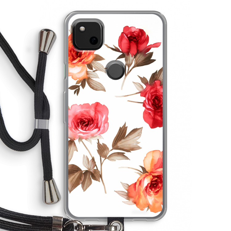 Roosjes: Pixel 4a Transparant Hoesje met koord