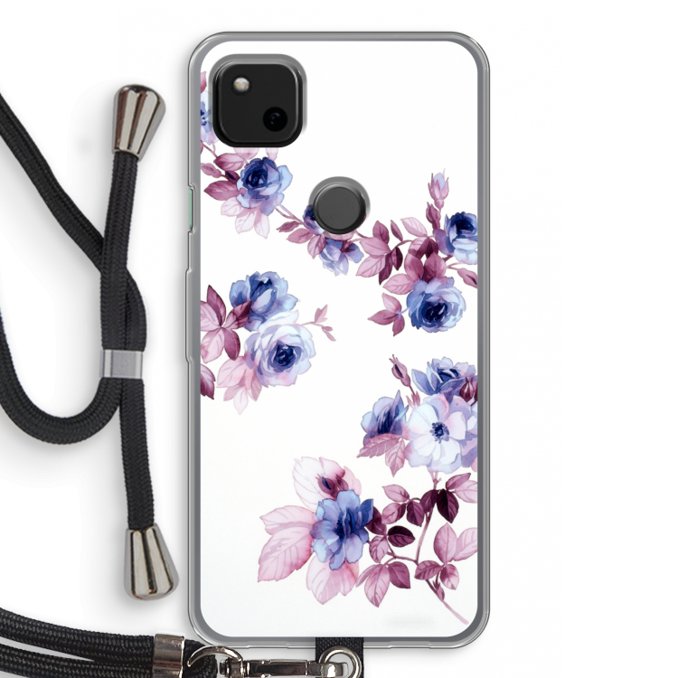 Waterverf bloemen: Pixel 4a Transparant Hoesje met koord