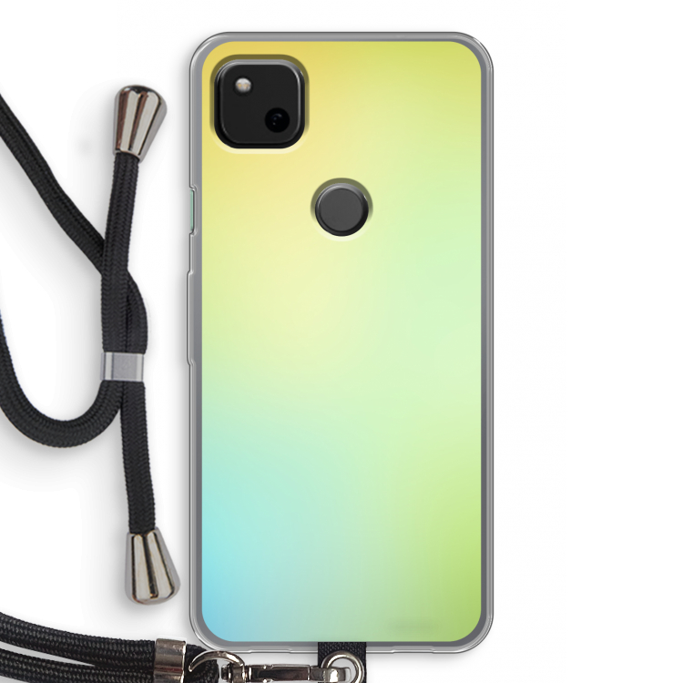 Minty mist pastel: Pixel 4a Transparant Hoesje met koord