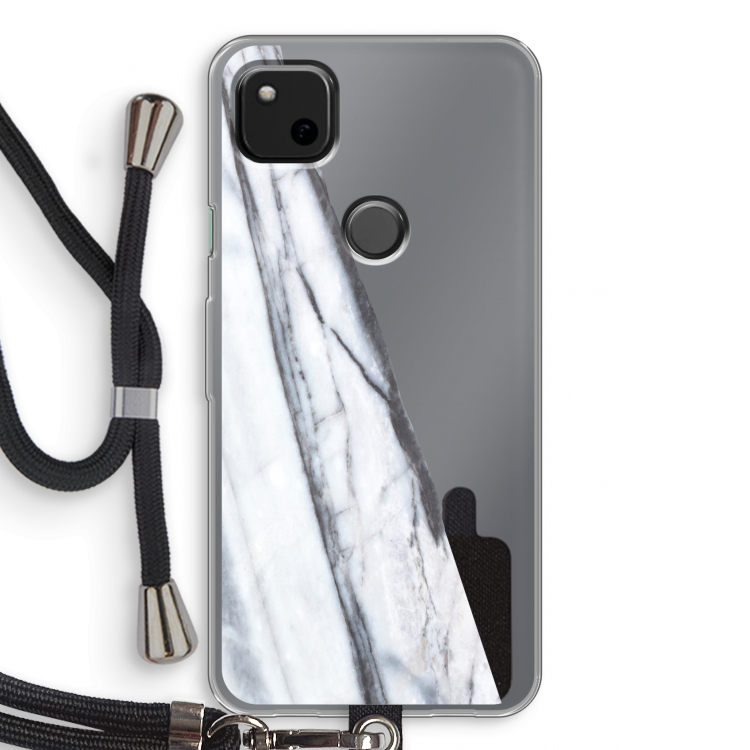 Gestreepte marmer: Pixel 4a Transparant Hoesje met koord