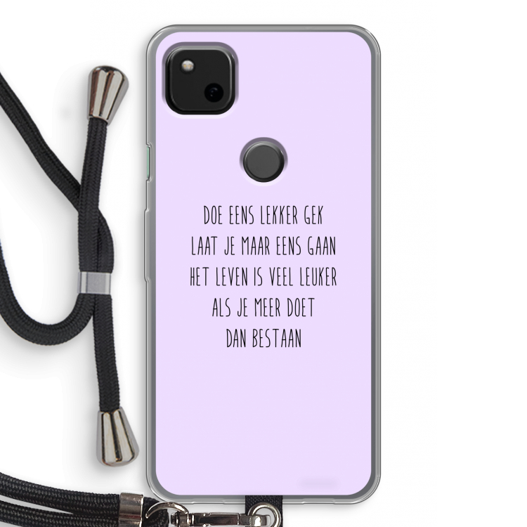 Gek: Pixel 4a Transparant Hoesje met koord