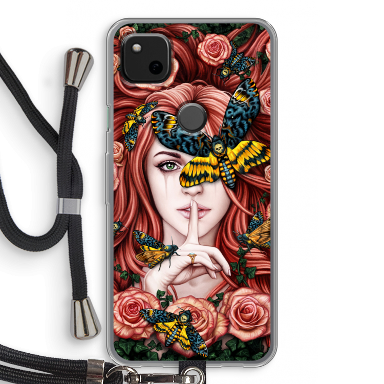 Lady Moth: Pixel 4a Transparant Hoesje met koord