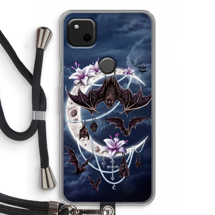 Vleermuizen Maan: Pixel 4a Transparant Hoesje met koord