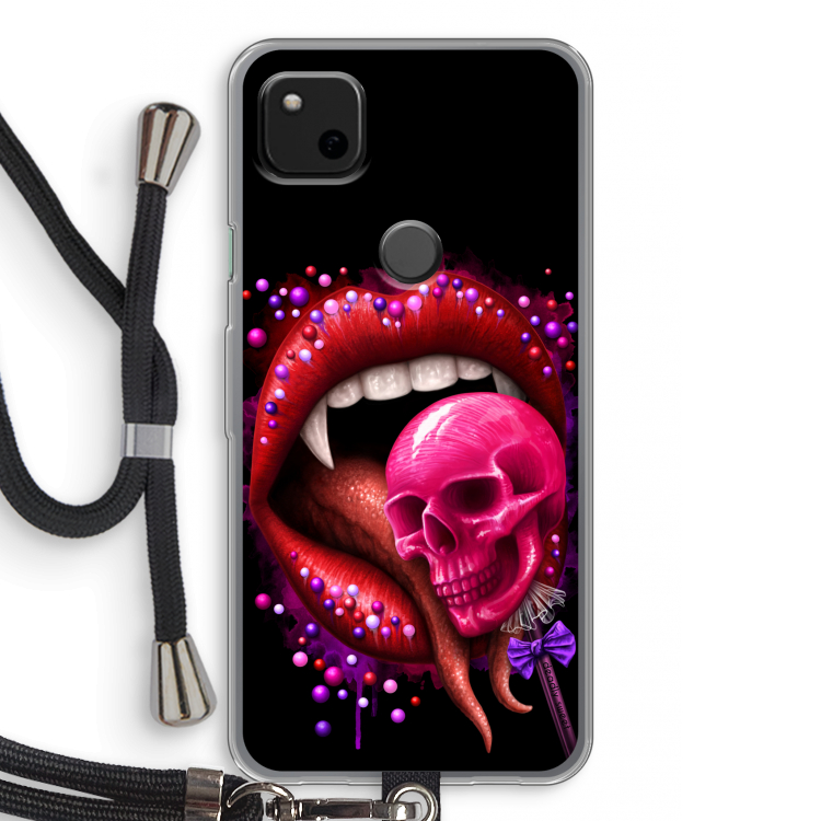 Dodelijk zoet: Pixel 4a Transparant Hoesje met koord