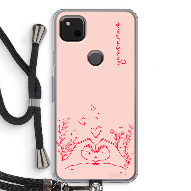 Love is in the air: Pixel 4a Transparant Hoesje met koord
