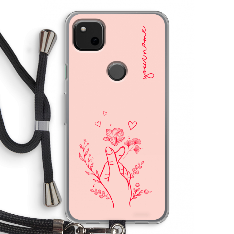 Giving Flowers: Pixel 4a Transparant Hoesje met koord