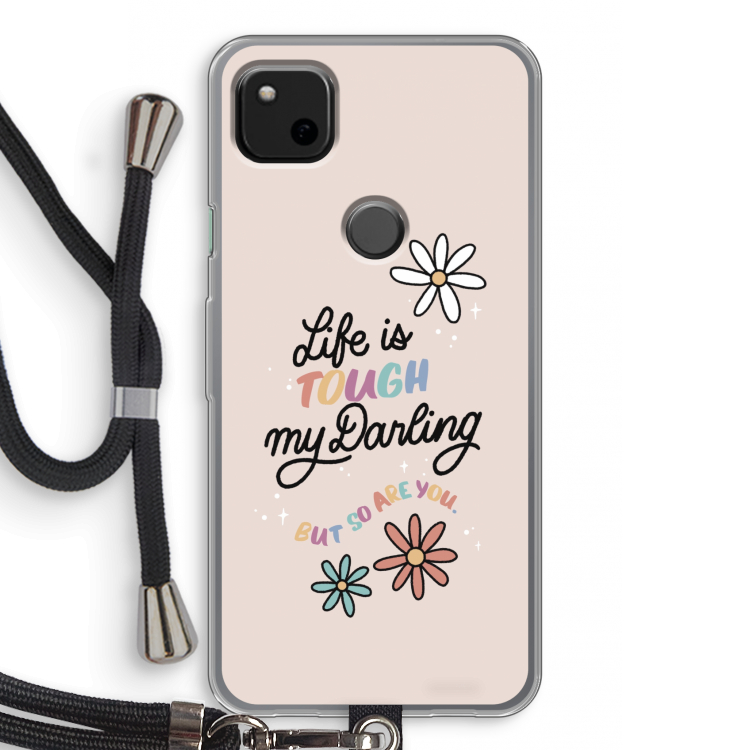 Tough Life: Pixel 4a Transparant Hoesje met koord